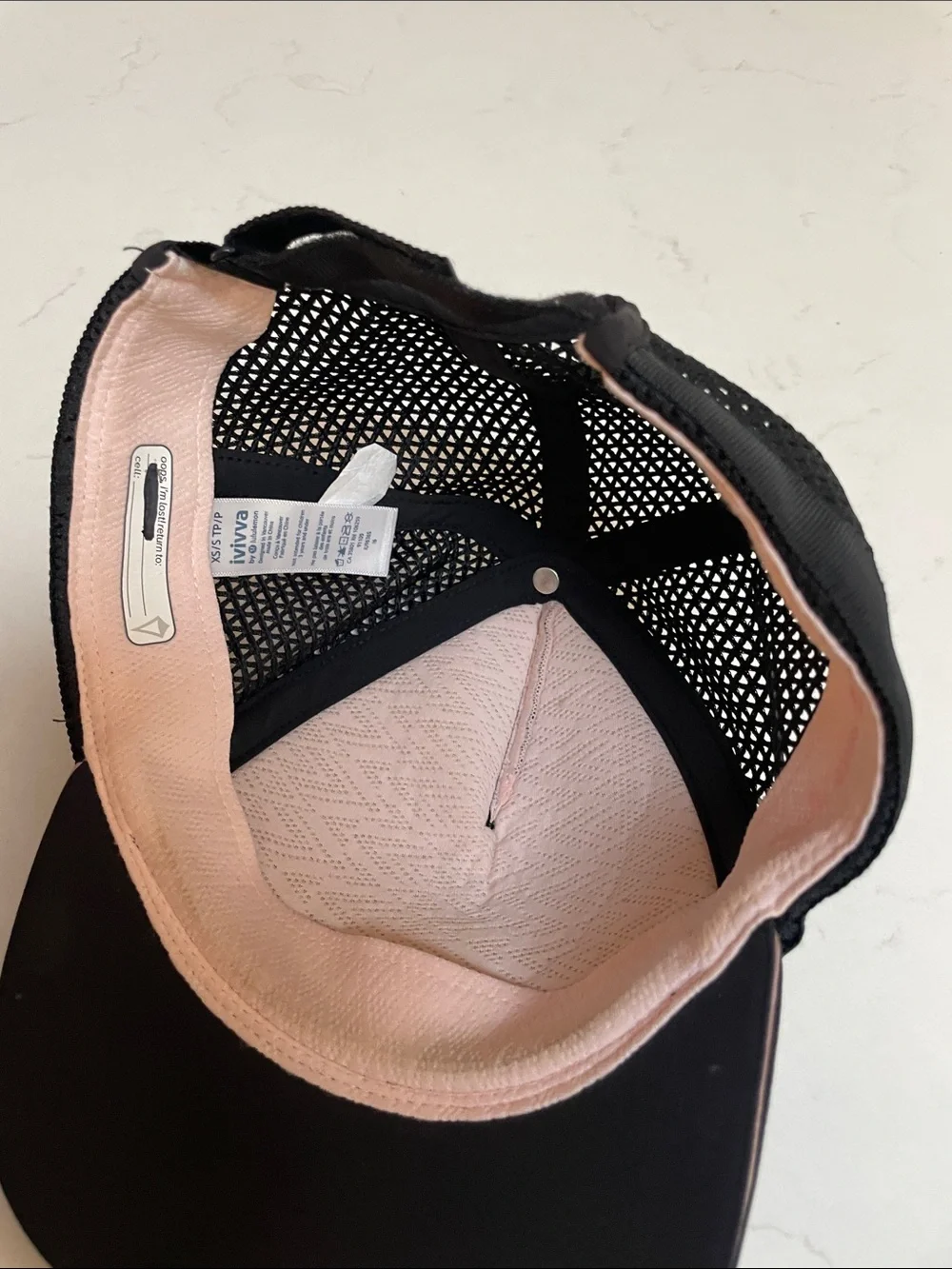 Ivivva Girls Black Trucker Cap with Pink Metallic Accent XS/S